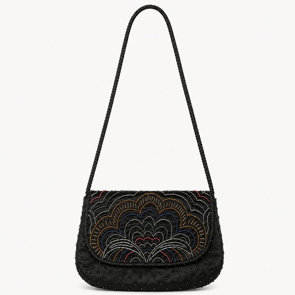 Vintage La Regale Handmade Black Evening Beaded Bag